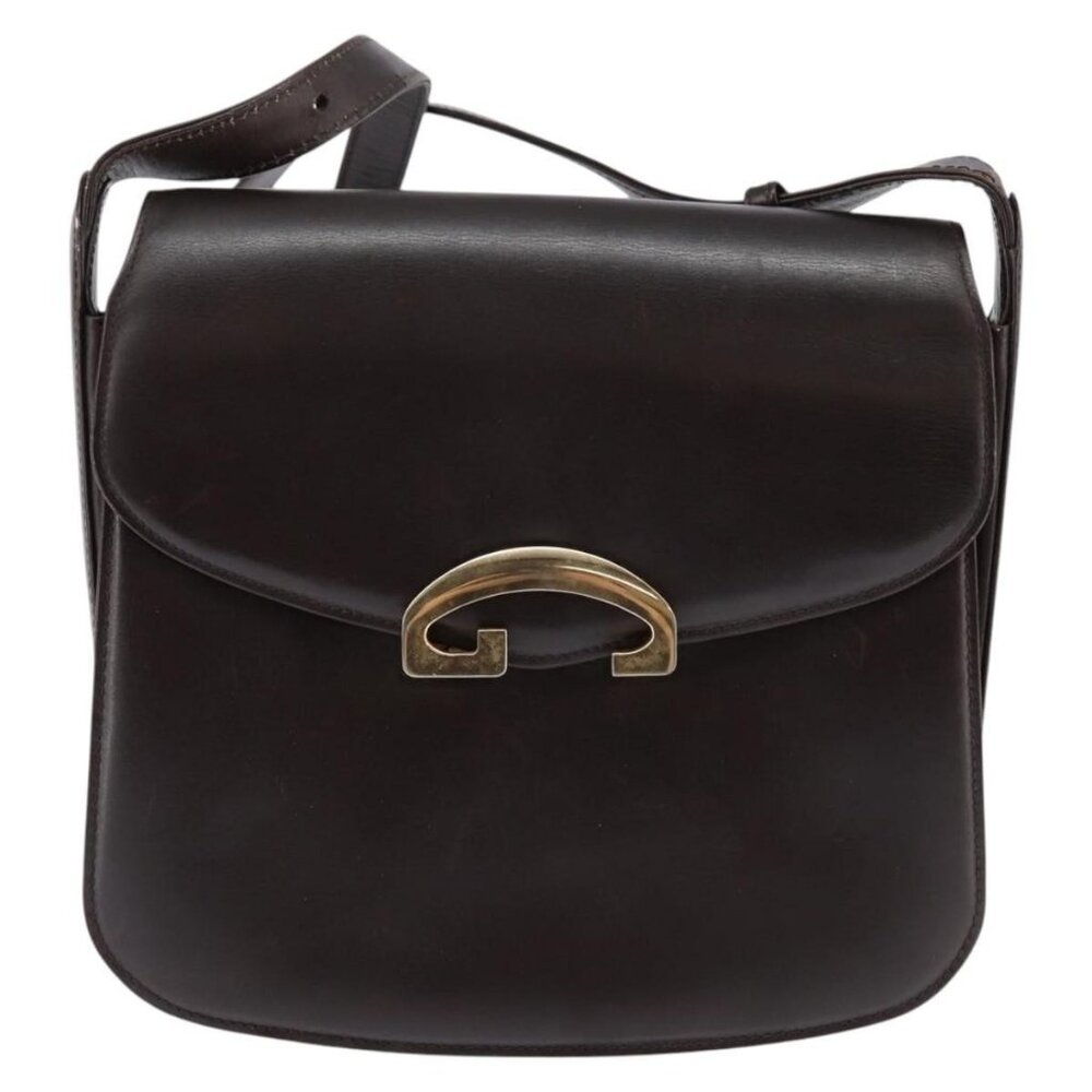 Authentic GUCCI Shoulder Bag Leather Brown Gold - Picture 5 of 16